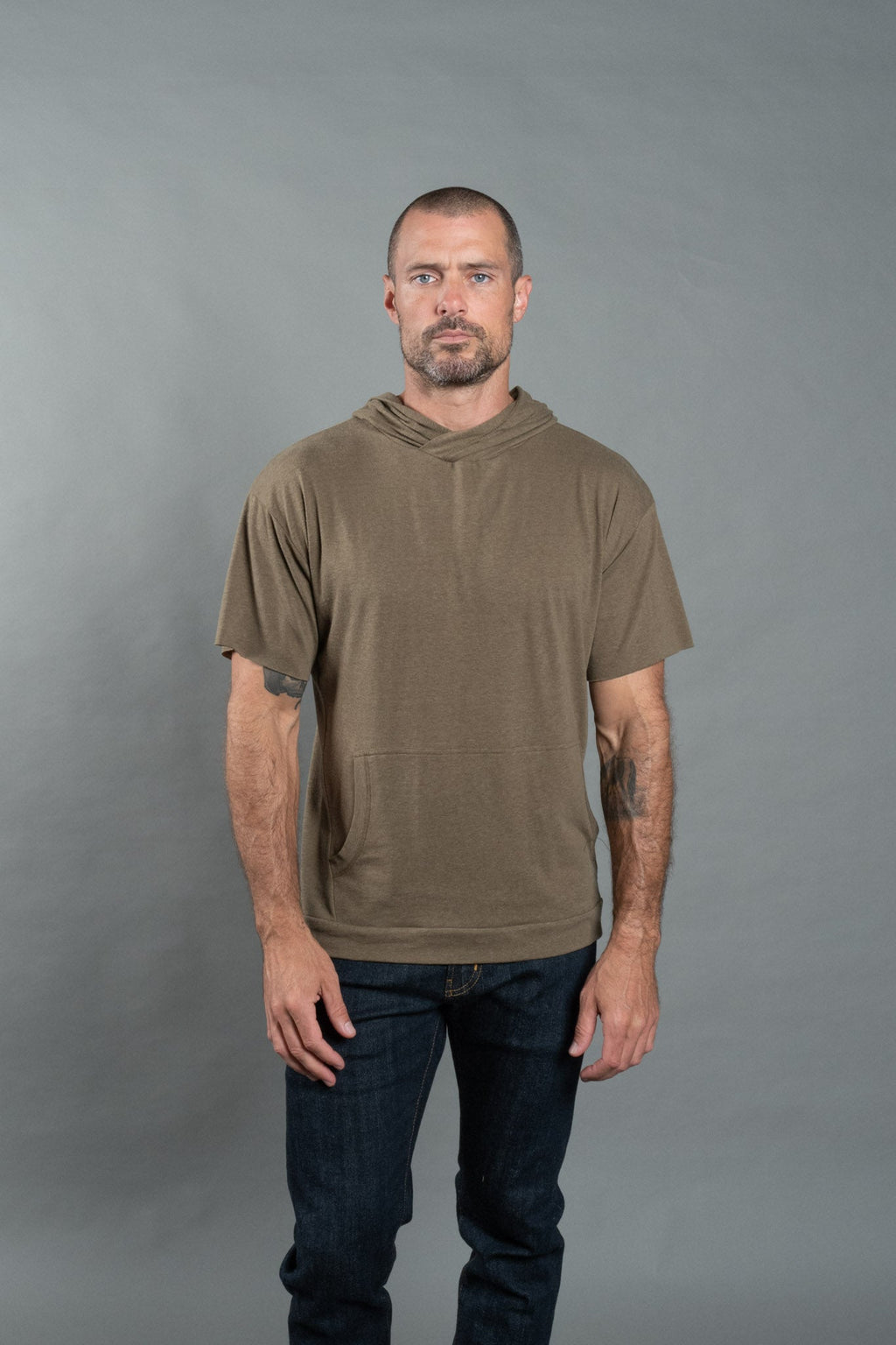 Men's Jersey Tee Kangaroo Pocket Hoodie
